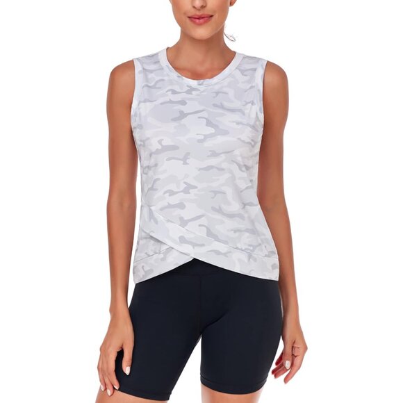 Women's Athletic Tank Top Quick Dry Sun Protection Crossover Hem Small - Picture 2 of 6